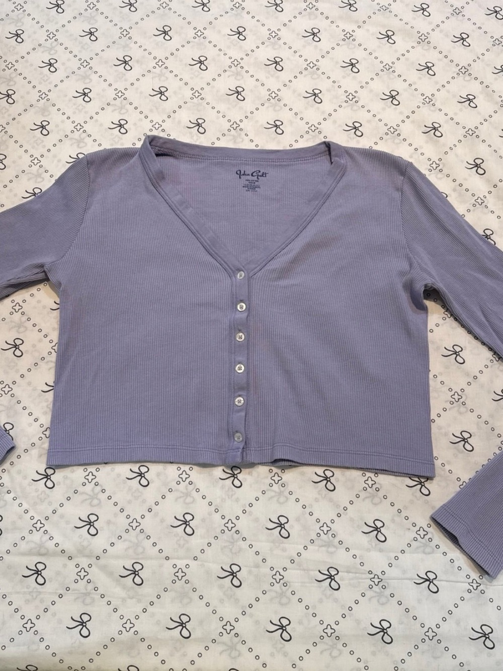 Brandy Melville Lavender Ribbed Cropped Button Cardigan One Size